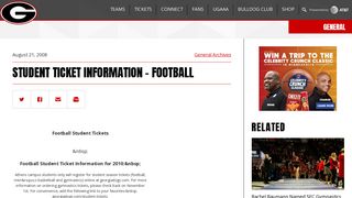 Student Ticket Information - Football - University of Georgia Athletics
