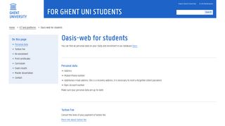 Oasis-web for students — For Ghent Uni students — Ghent University