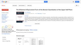The Gamma-Equivariant Form of the Berezin Quantization of the Upper ...