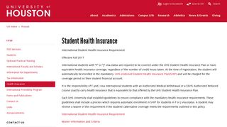 Student Health Insurance - University of Houston