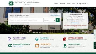 University of Hawaii Manoa Library Website