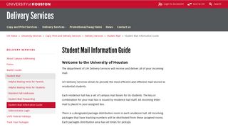 Student Mail Information Guide - University of Houston