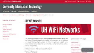 UH WiFi Networks - University of Houston