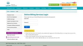 UHA » Online Billing Services Login