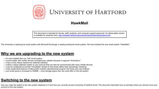 Welcome to the New Email System! - University of Hartford's Academic ...