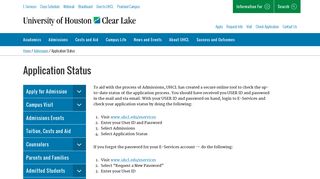 Application Status | University of Houston-Clear Lake