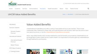 UHCSR Value Added Benefits – Student Health Services