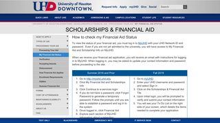 My Financial Aid Status | University of Houston-Downtown