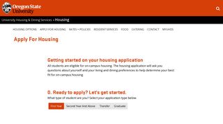 Apply For Housing - | University Housing & Dining Services | Oregon ...