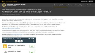 UI Health Care: Set up Two-Step Login for HCIS | Information ...