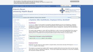 e-Systems: ESR, HealthRoster, Employee Online ... - Health in Wales