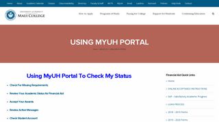 USING MYUH PORTAL – Financial Aid