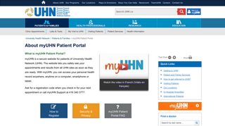 About myUHN Patient Portal - the University Health Network