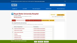Departments and services - Royal Stoke University Hospital - NHS