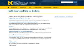 Health Insurance Plans for Students | University Health Service