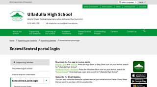 Enews/Sentral portal login - Ulladulla High School