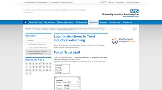 Login instructions to Trust induction e-learning