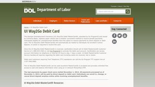 UI Way2Go Debit Card | Department of Labor