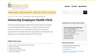 University Employee Health Clinic | University of Iowa Hospitals ...