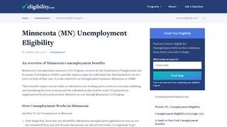 Minnesota MN Unemployment Eligibility - Eligibility.com