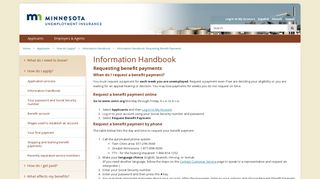 Information Handbook: Requesting Benefit Payments / | Applicants ...