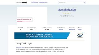 Ace.uindy.edu website. UIndy CAS Login.