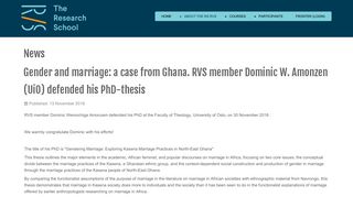 Gender and marriage: a case from Ghana. RVS member Dominic W ...