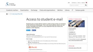 E-mail using Office 365 - IT - University of Stavanger ... - Student UiS