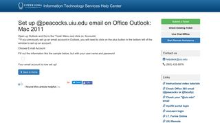 Set up @peacocks.uiu.edu email on Office Outlook: Mac 2011 - Upper ...