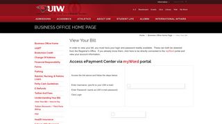 View Your Bill - University of the Incarnate Word