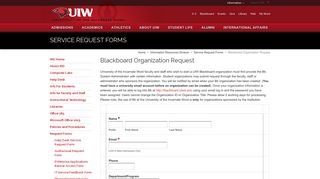 Blackboard Organization Request - University of the Incarnate Word