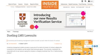 University and LMS provider sue each other for breach of contract