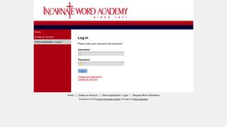 Incarnate Word Academy - Online Application - Log In - RenWeb