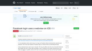 Facebook login uses a webview on iOS · Issue #84 · expo/expo · GitHub