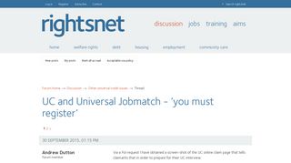 Discussion: UC and Universal Jobmatch - 'you must register ...