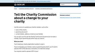 Tell the Charity Commission about a change to your charity - GOV.UK