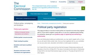 Electoral Commission | Political party registration