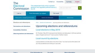 Electoral Commission | Upcoming elections and referendums