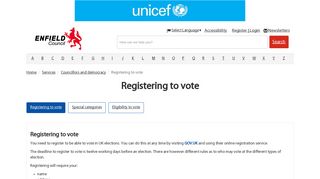 Registering to vote · Enfield Council