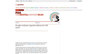 Google reclaims @gmail address for UK users | Media | theguardian ...