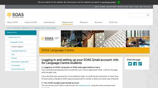 Logging in and setting up your SOAS Gmail account: Language ...