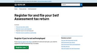 Register for and file your Self Assessment tax return: Register ... - Gov.uk