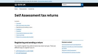 Self Assessment tax returns: Registering and sending a return - GOV.UK