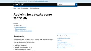 Applying for a visa to come to the UK - GOV.UK