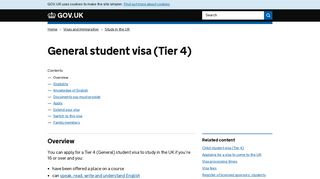 General student visa (Tier 4) - GOV.UK