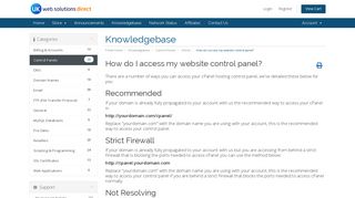 How do I access my website control panel ... - UK Web.Solutions Direct