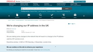 We're changing our IP address in the UK - Aconex Support Central