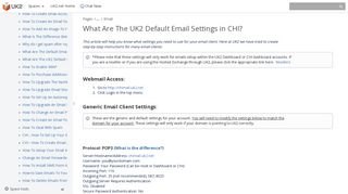 What Are The UK2 Default Email Settings in CHI? - UK2.net - UK2.net ...
