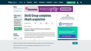 Skrill Group completes Ukash acquisition - Finextra Research