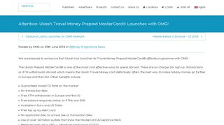Attention: Ukash Travel Money Prepaid MasterCard® Launches with ...